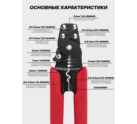 Щипцы для обжимки клемм и снятия изоляции FORSTIME FT-6806(65042)