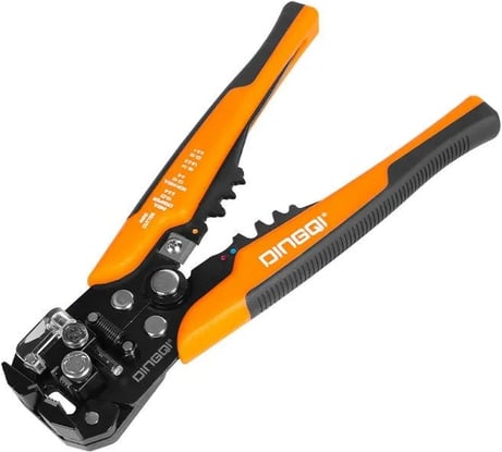 Стриппер DINGQI щипцы для зачистки электропроводов, 0.02-6 мм, 3 в 1: зачистка, обрезка и обжим, стальная основа, эргономичные двухкомпонентные рукоятки FG01001