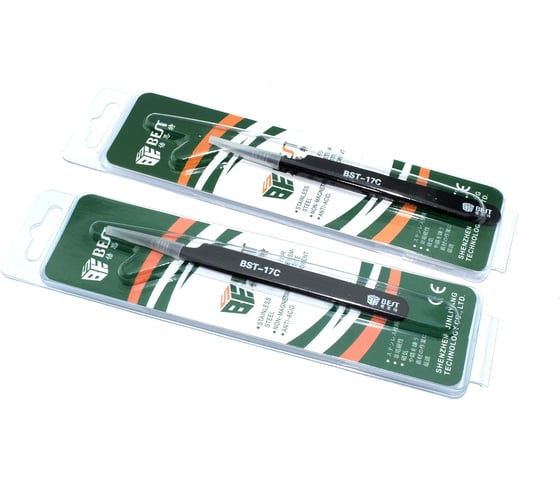 Пинцет Amperin Best BST-17С прямой острый 115мм, 2 шт 111098