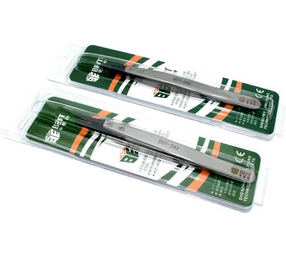 Пинцет Amperin Best BST-242 прямой антистатический 130мм 2 шт 111099