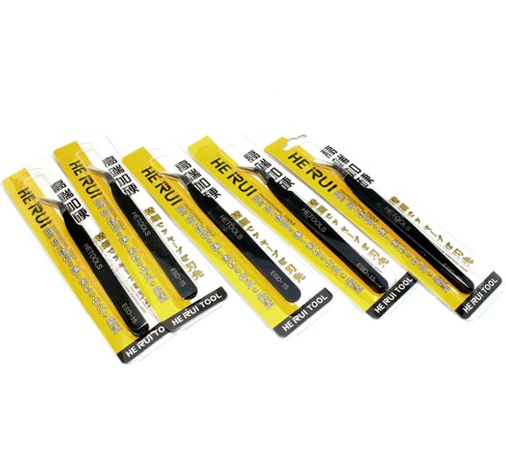 Пинцет Amperin HETOOLS ESD-15 изогнутый 120мм чёрный 5 шт 111127