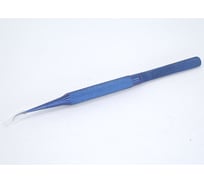 Титановый пинцет Amperin TB-11 заострённый синий 140мм с загнутым кончиком 060161