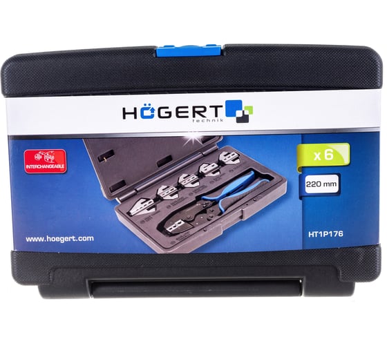 Пресс-клещи для обжима проводов со сменными матрицами HOEGERT TECHNIK 6 шт. HT1P176
