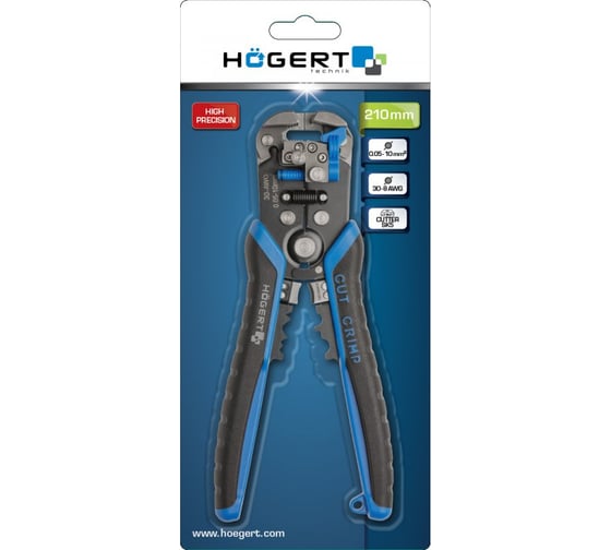 Автоматические клещи для зачистки проводов HOEGERT TECHNIK с диапазоном от 0.05 до 10.0 мм2 HT1P182