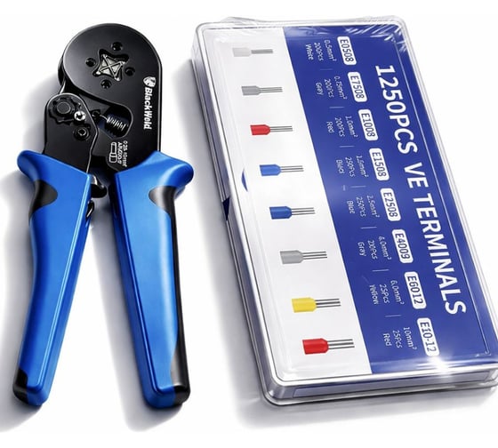 Кримпер для отжима наконечников + 1250 наконечников BlackWeld 150306