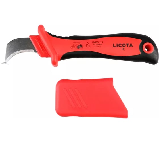 Нож электрика для снятия изоляции Licota VDE 1000В, с пяткой AKD-V007
