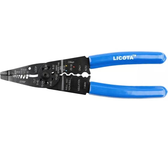 Клещи для зачистки проводов и обжима клемм Licota 7 функций, 200 мм TCP-10351