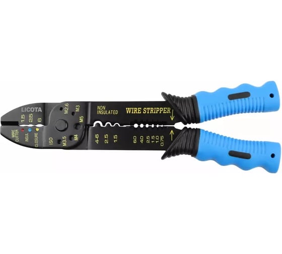 Клещи для зачистки проводов и обжима клемм Licota 5 функций, 225 мм TCP-10353