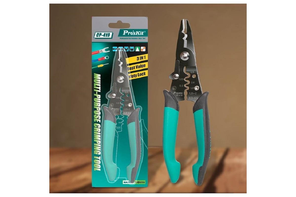 Клещи-кусачки для резки/зачистки/обжима проводов Pro'sKit CP-419 ...