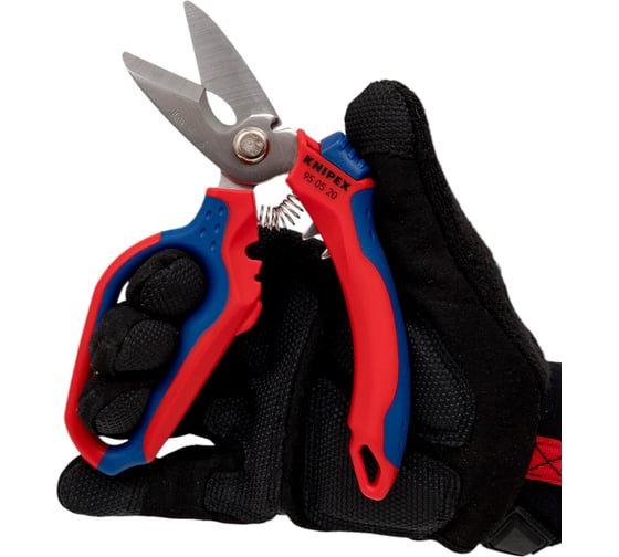 Ножницы электрика Knipex угловые, обжим концевых гильз: 0.5–6 мм и 10–25 мм, 160 мм, нержавеющие, 2-компонентные ручки, SB KN-950520SB