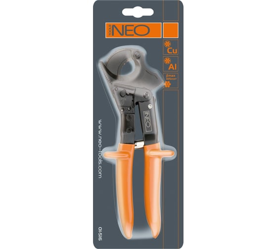 Кабелерез для медных, алюминиевых кабелей NEO Tools 250 мм с трещоткой 01-516