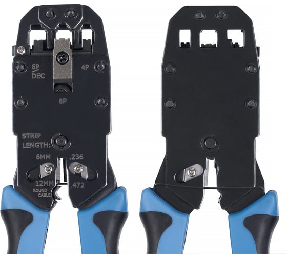 Обжимной инструмент Cabeus для RJ-45 (8р8с), RJ-11/12 (6р6с, 6р4с, 6р2с), 4р4с, 4р2с, профессиональный HT-2008A
