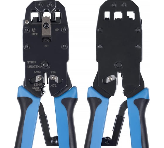 Обжимной инструмент Cabeus для RJ-45 (8р8с), RJ-11/12 (6р6с, 6р4с, 6р2с), 4р4с, 4р2с, профессиональный, с храповым механизмом HT-2008AR