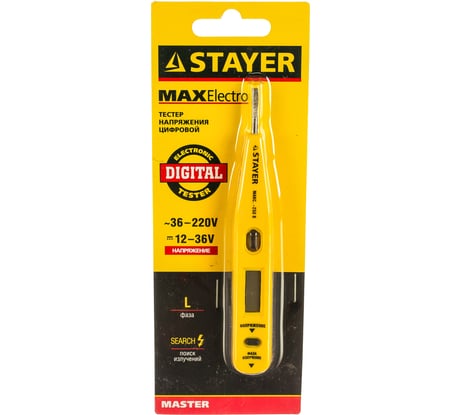 Цифровой тестер напряжения со световым индикатором 12-220В, 125мм STAYER MASTER 45290