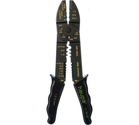 Обжимной инструмент для изолированных и неизолированных кабельных наконечников HAUPA 210808