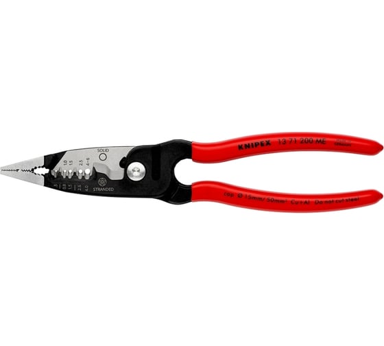 Инструмент для зачистки гармонизированных европейских кабелей KNIPEX из закаленной стали, фосфатированный, обливные ручки KN-1371200ME