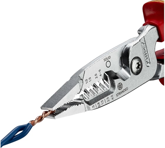 Инструмент для зачистки гармонизированных европейских кабелей KNIPEX из закаленной стали, хром, двухкомпонентные диэлектрические ручки KN-1376200ME