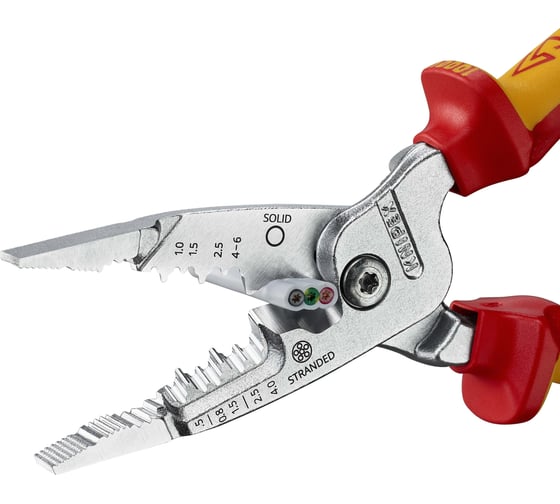 Инструмент для зачистки гармонизированных европейских кабелей KNIPEX из закаленной стали, хром, двухкомпонентные диэлектрические ручки KN-1376200ME