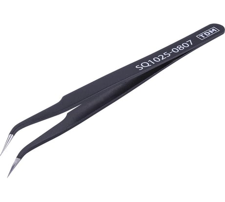 Прецизионный пинцет TDM ELECTRIC изогнутый 120 мм, острое жало, блистер, серия "Рубин" SQ1025-0807