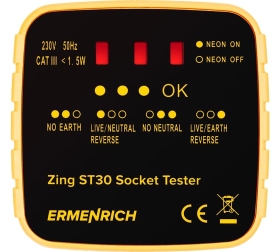 Тестер розеток Ermenrich (Эрменрих) Zing ST30 81725