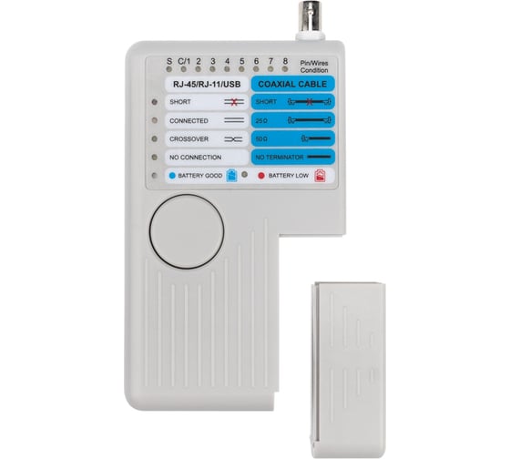 Универсальный тестер кабеля REXANT 5 в 1 (RJ-45+RJ-11/RJ-12+1394+USB+BNC 3468) 12-1003