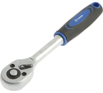 Вороток с трещоткой ТУНДРА CrV, квадрат 1/4, изогнутая 2К рукоятка, 72 зубца, 150 мм 1799958