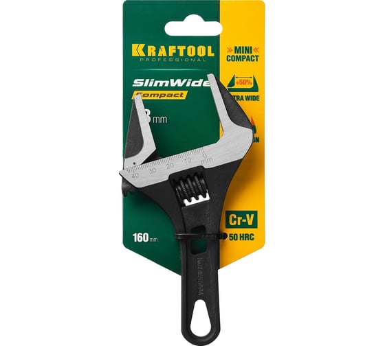 Разводной ключ KRAFTOOL SlimWide Compact 160/43 мм 27266-25