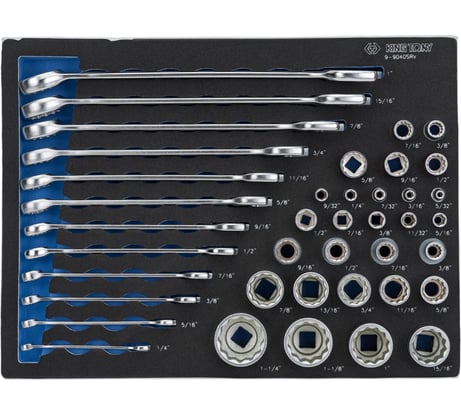 Набор комбинированных ключей, набор торцевых головок 1/4"&3/8"&1/2", ложемент, 40 предметов KING TONY 9-9040SRV