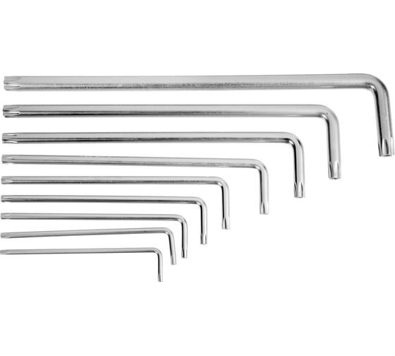 Набор ключей ТУНДРА TORX Tamper, экстрадлинные, CrV, TT10 - TT50, 9 шт. 2354397