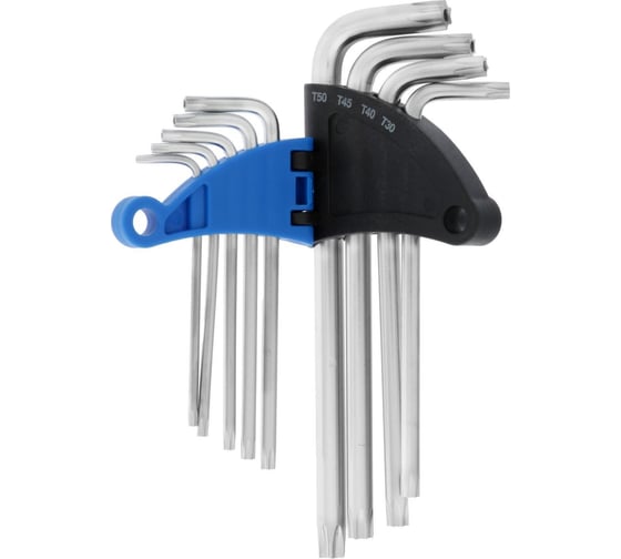 Набор ключей ТУНДРА TORX Tamper, удлиненные, CrV, TT10 - TT50, 9 шт. 2354396