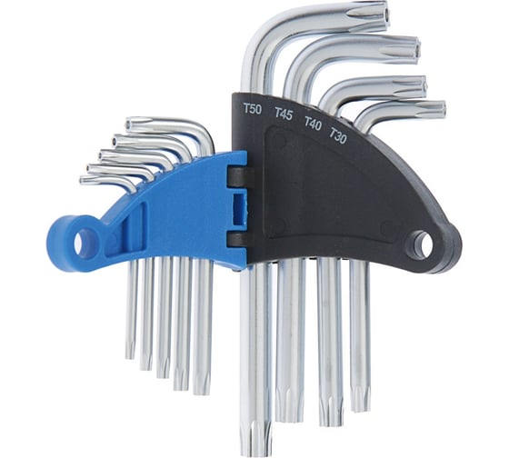 Набор ключей ТУНДРА TORX Tamper, CrV, TT10 - TT50, 9 шт. 2354395