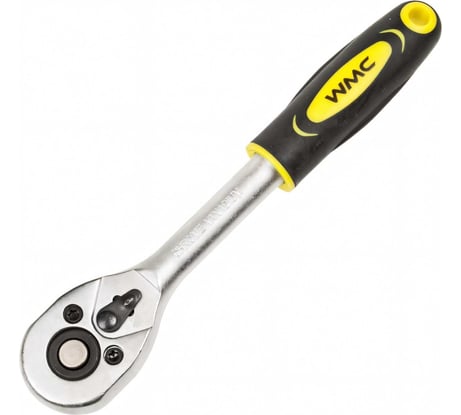 Трещотка реверсивная WMC TOOLS с резиновой ручкой 1/4" WMC-80222(52705)