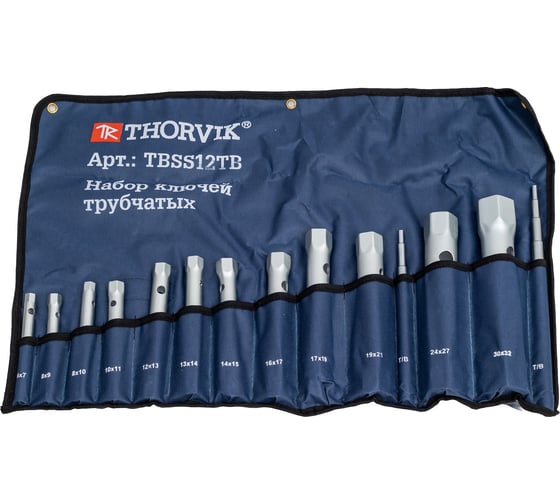 Набор трубчатых ключей Thorvik TBSS12TB в сумке, 6-32 мм, 12 предметов 53738