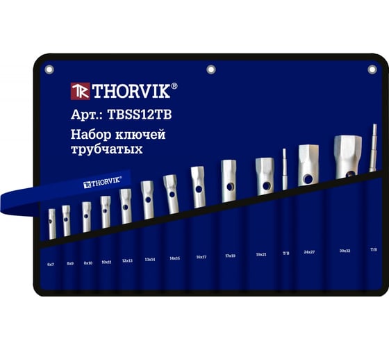 Набор трубчатых ключей Thorvik TBSS12TB в сумке, 6-32 мм, 12 предметов 53738