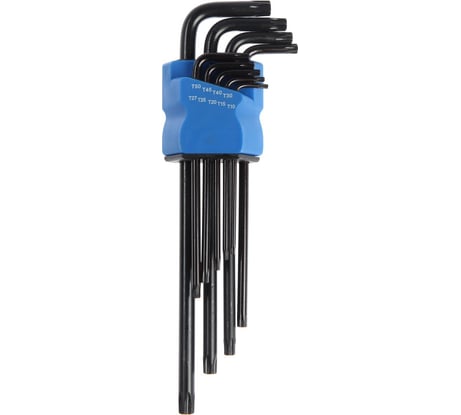 Набор экстра длинных ключей ТУНДРА black TORX Tamper CrV, TT10-TT50, 9 шт. 2354404