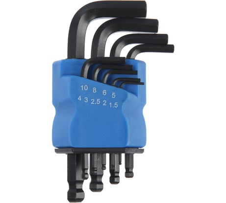 Набор шестигранных ключей с шаром ТУНДРА black CrV, 1.5-10 мм, 9 шт. 2354400