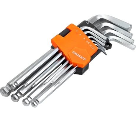 Набор шестигранных ключей с шаром 10 шт Gigant, размеры1,5-10мм, grf-123