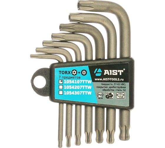 Набор Г-образных ключей TORX с отверстием под штифт 7 предметов AIST 1054107TTW 00-00017266
