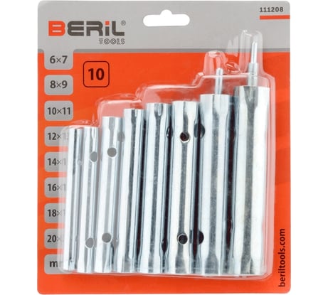Набор торцовых трубок Beril 6-22 мм, 8 шт., 2 воротка 111208 10270
