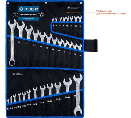 Набор комбинированных и рожковых гаечных ключей ПРОФ Зубр 27086-H32