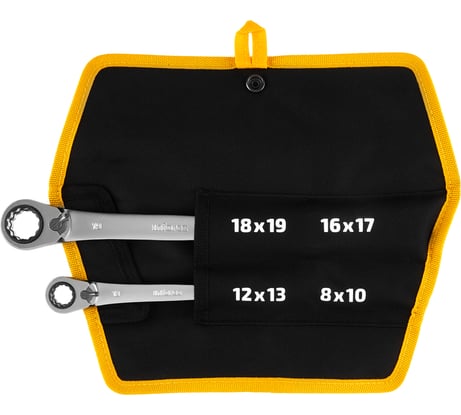 Набор накидных трещоточных ключей 4 в 1 Inforce, Сталь Cr-V, 8-19мм, профессиональный, 06-05-90