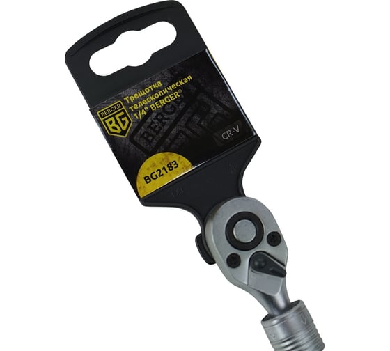 Трещотка телескопическая 1/4", 150-200 мм, 72 зубца Berger BG BG2183