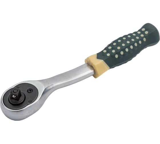 Трещотка Rockforce реверсивная усиленная изогнутая с резиновой ручкой 1/4 RF-802222(17875) 1