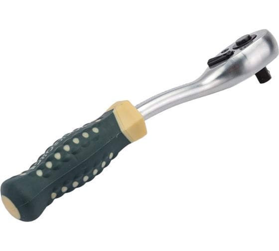 Трещотка Rockforce реверсивная усиленная изогнутая с резиновой ручкой 1/4 RF-802222(17875)