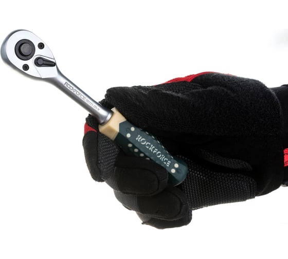 Трещотка Rockforce реверсивная усиленная с резиновой ручкой 1/4 RF-80222A(17871)