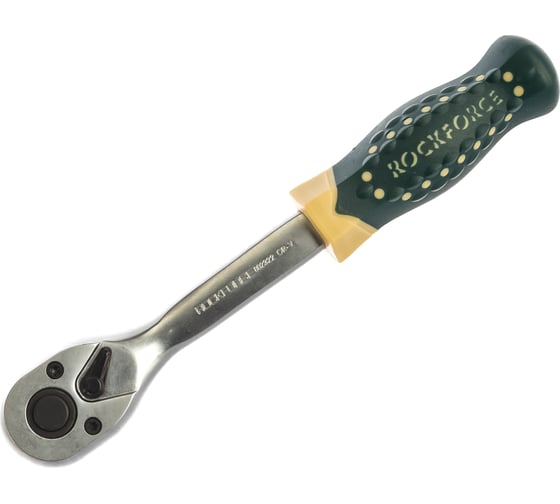 Трещотка Rockforce реверсивная усиленная изогнутая с резиновой ручкой 3/8" RF-802322(17876)
