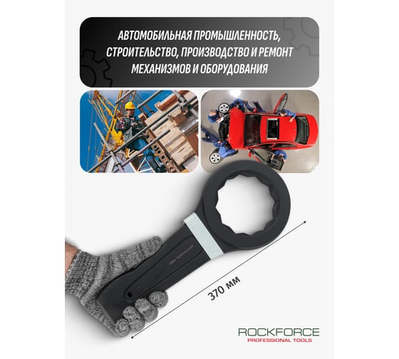 Накидной ударный односторонний ключ Rockforce 95мм L-370мм RF-79395(17535)