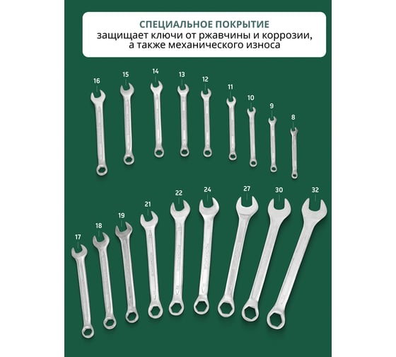 Набор комбинированных ключей Rockforce 18пр. 6гр. RF-5186H(27968)