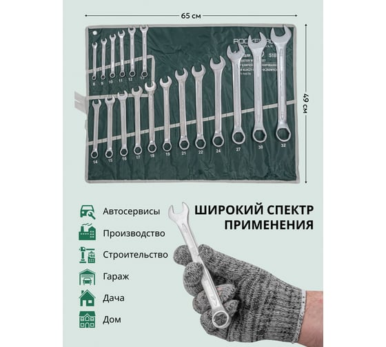 Набор комбинированных ключей Rockforce 18пр. 6гр. RF-5186H(27968)