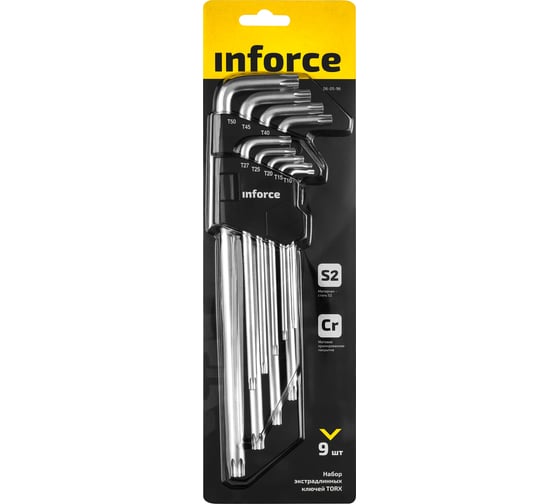 Набор экстра-длинных ключей Inforce TORX 9 штук, Т10-Т45, 06-05-96